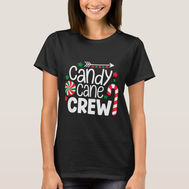Camiseta Christmas Candy Cane Crew Shirt Women Girls Boys K (Frente)