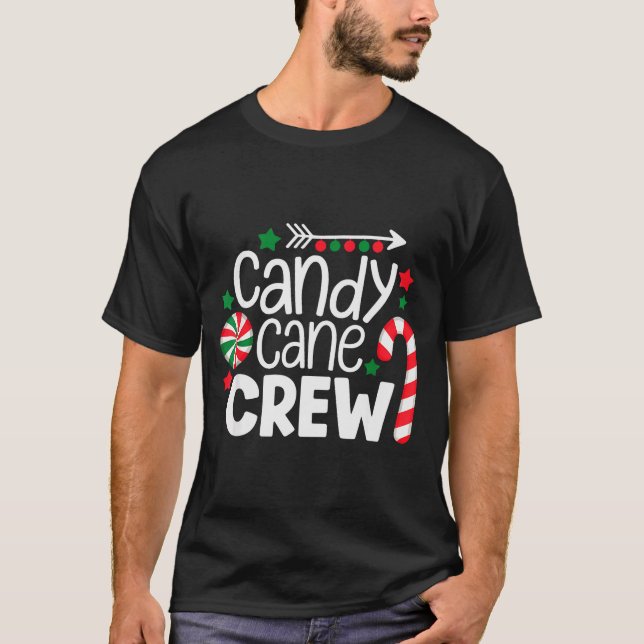 Camiseta Christmas Candy Cane Crew Shirt Women Girls Boys K (Frente)