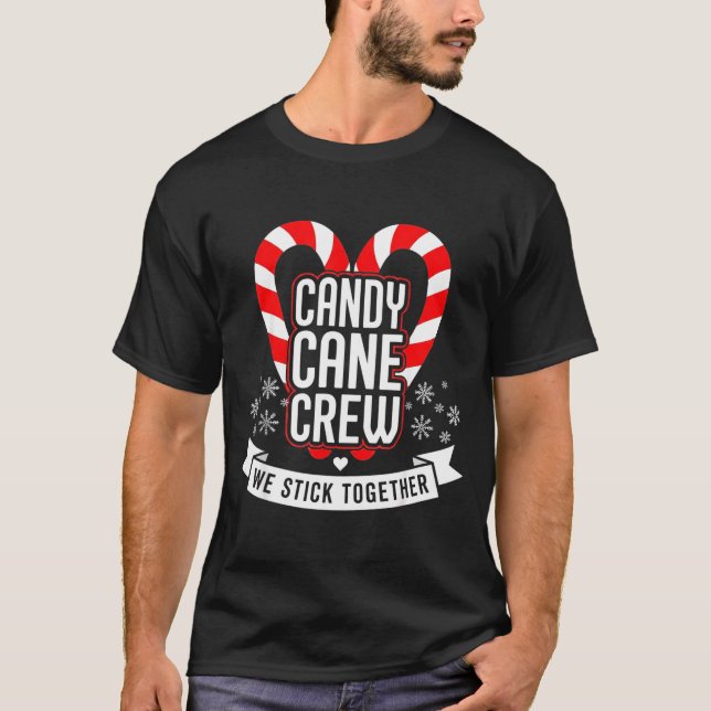 Camiseta Christmas Candy Cane Crew We Stick Together Matchi (Frente)