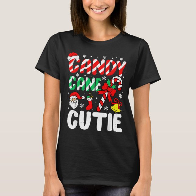 Camiseta Christmas Candy Cane Cutie Xmas Holiday Toddler Ki (Frente)
