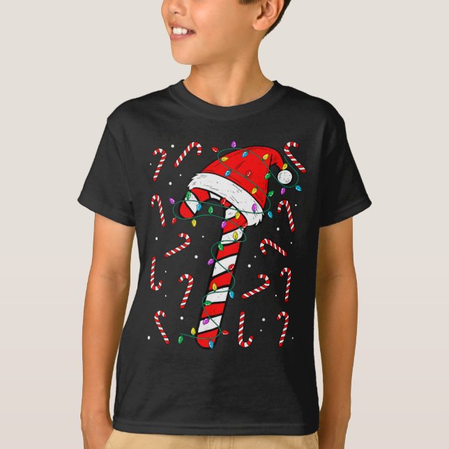 Camiseta Christmas Candy Cane Hat Santa Xmas Holiday Toddle (Frente)