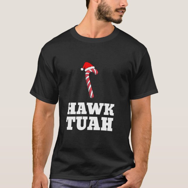 Camiseta Christmas Candy Cane Hawk Tuah Spit On That Thang  (Frente)