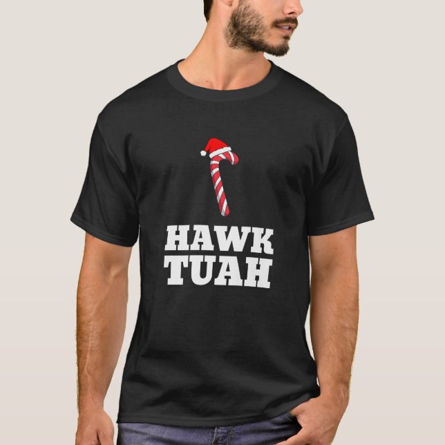 Camiseta Christmas Candy Cane Hawk Tuah Spit On That Thang  (Frente)