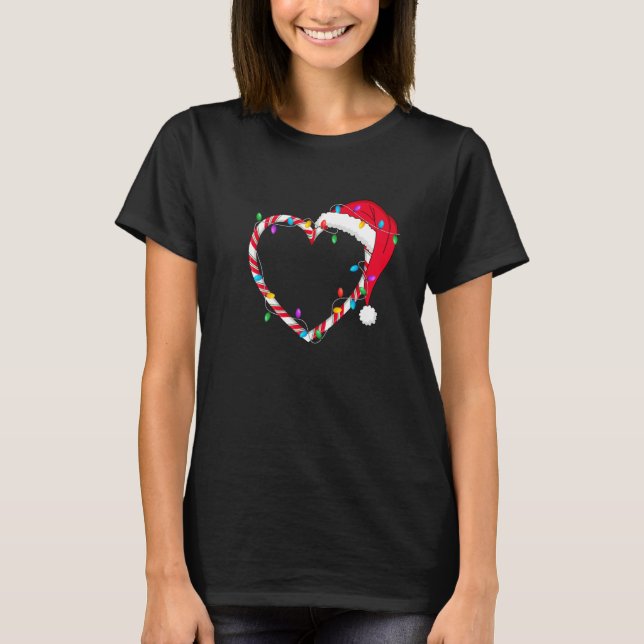 Camiseta Christmas Candy Cane Heart Funny Love Candy Men Wo (Frente)