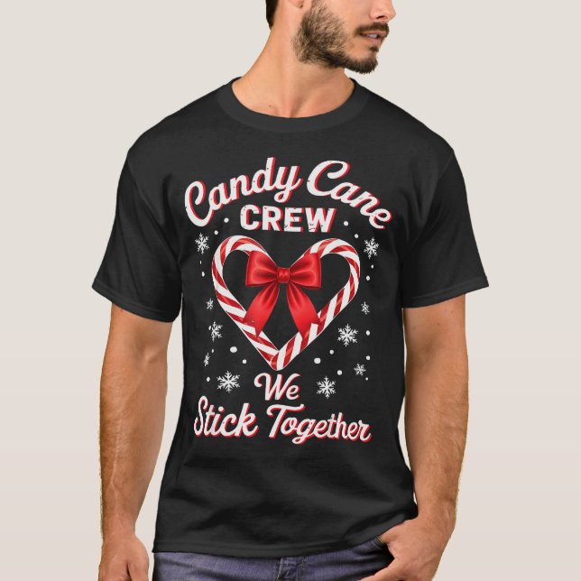Camiseta Christmas Candy Cane Heart Holiday Family Matching (Frente)