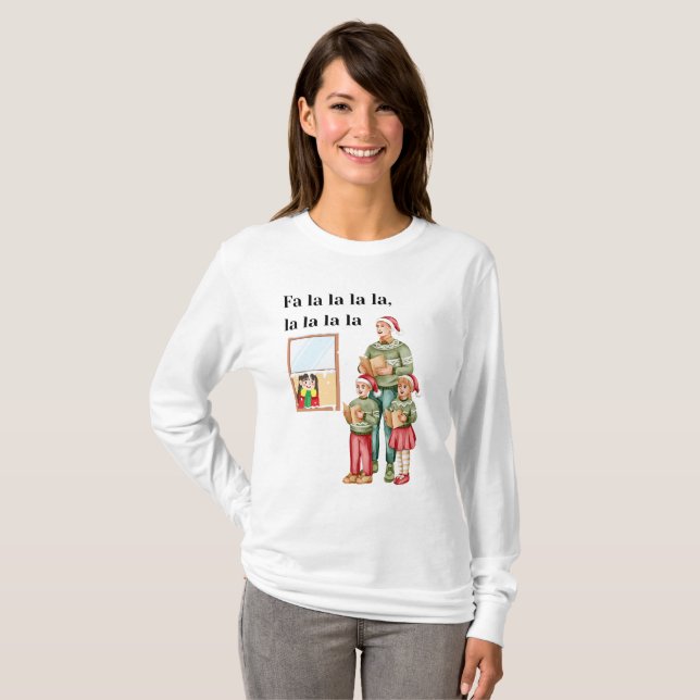 Camiseta  Christmas caroling with this cheerful family (Frente Completa)