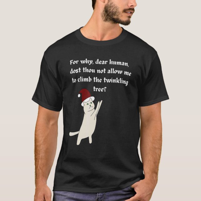 Camiseta Christmas Cat Cat Not Allow To Climb Christmas Tre (Frente)