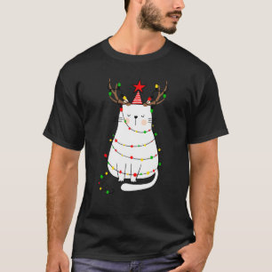 Camiseta Christmas Cat Reindeer Antlers For Men Women Boys