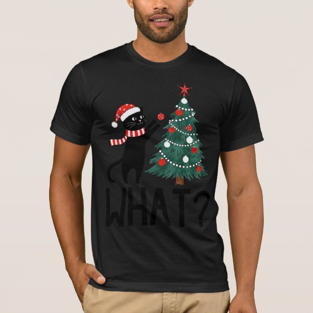 Camiseta Christmas Cat "With Tree What?" T-shirt  (Frente)