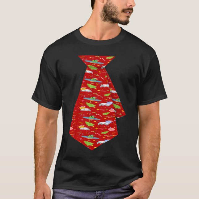Camiseta Christmas Cats And Dogs From Space With Aliens Fak (Frente)
