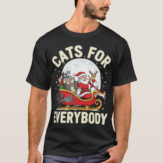 Camiseta Christmas Cats for Everybody Holiday Santa Cat  (Frente)