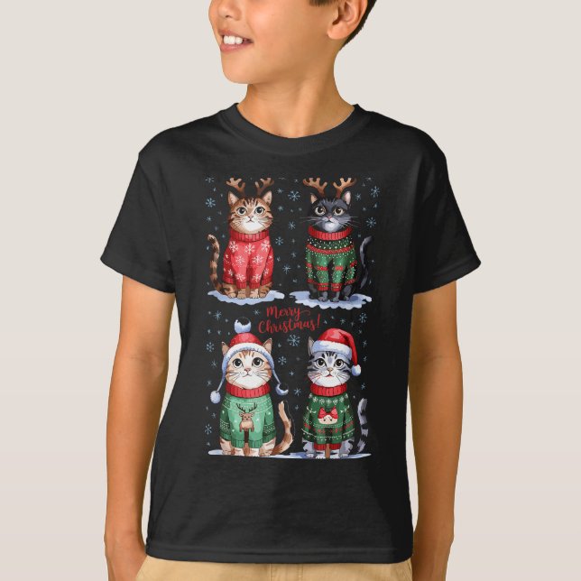 Camiseta Christmas Cats _ Merry Christmas Cats Graphic  (Frente)