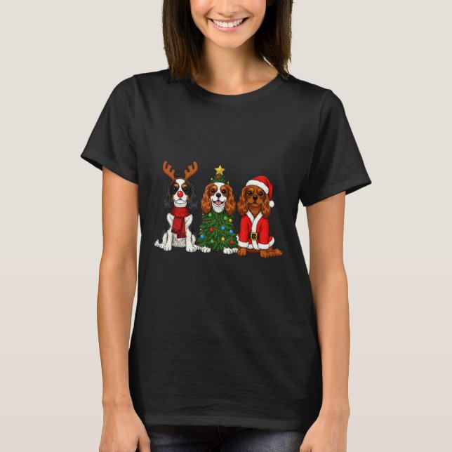 Camiseta Christmas Cavalier King Charles Spaniel Santa Rein (Frente)