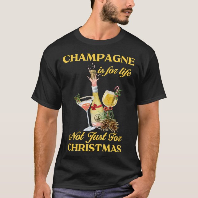 Camiseta Christmas Champagne Festive Matching Party Xmas Dr (Frente)