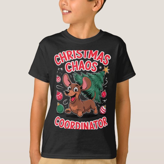 Camiseta Christmas Chaos Coordinator Xmas Puppy Funny Dachs (Frente)