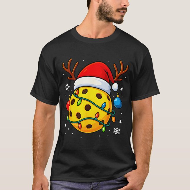 Camiseta Christmas Ckleball Santa Hat Lights Srts Xmas Paja (Frente)