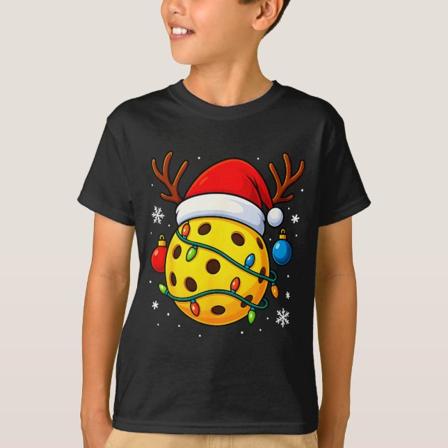 Camiseta Christmas Ckleball Santa Hat Lights Srts Xmas Paja (Frente)