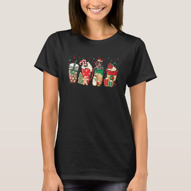 Camiseta Christmas Coffee Red Peppermint Wirehaired Pointin (Frente)