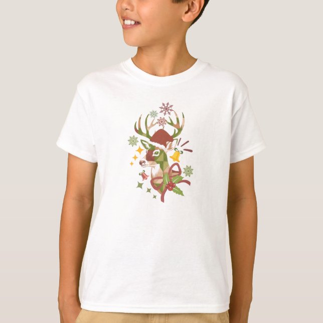Camiseta Christmas Colorful Deer Design (Frente)