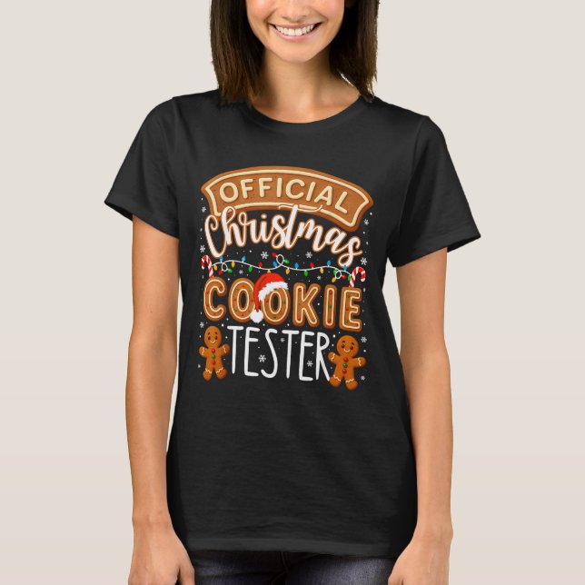 Camiseta Christmas Cookie Tester Taster Funny Family Baking (Frente)