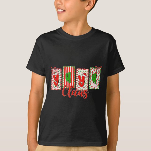 Camiseta Christmas Coquette Bow Yaya Claus Xmas Family Matc (Frente)