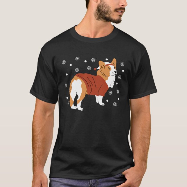 Camiseta Christmas Corgi Dog Cute Dogs  Xmas (Frente)