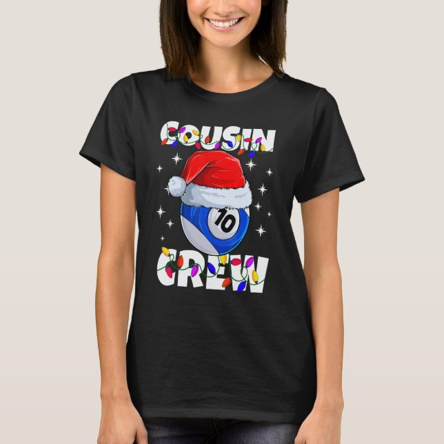 Camiseta Christmas Cousin Crew 10 Ball Billiard Pajamas Fam (Frente)