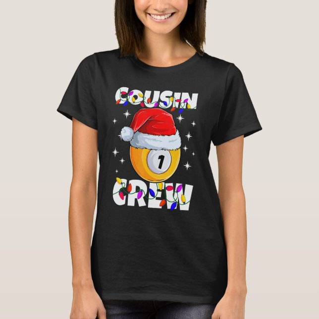 Camiseta Christmas Cousin Crew 1 Ball Billiard Pajamas Fami (Frente)