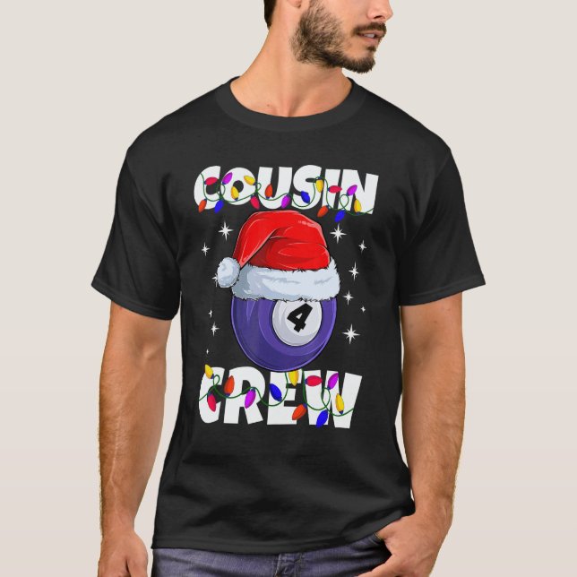 Camiseta Christmas Cousin Crew 4 Ball Billiard Pajamas Fami (Frente)