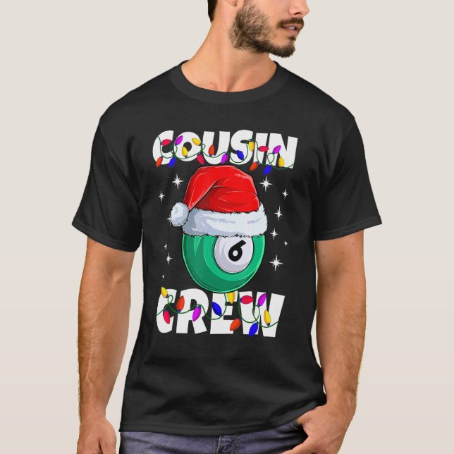 Camiseta Christmas Cousin Crew 6 Ball Billiard Pajamas Fami (Frente)