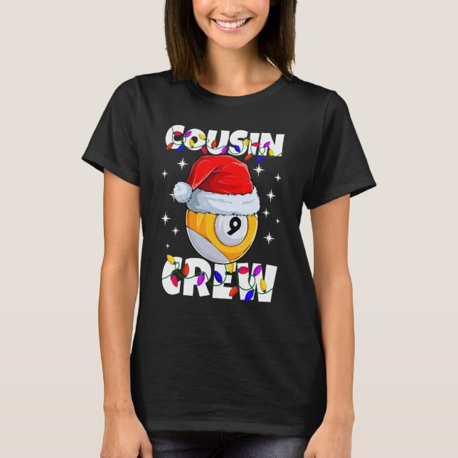 Camiseta Christmas Cousin Crew 9 Ball Billiard Pajamas Fami (Frente)