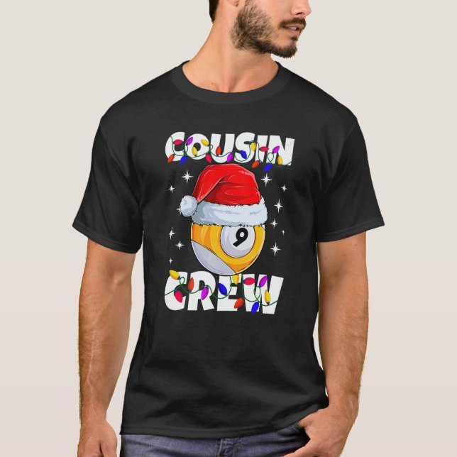 Camiseta Christmas Cousin Crew 9 Ball Billiard Pajamas Fami (Frente)