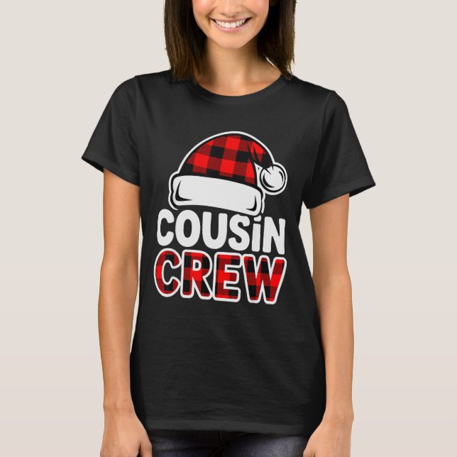 Camiseta Christmas Cousin Crew Buffalo Red Plaid Pajamas Fa (Frente)