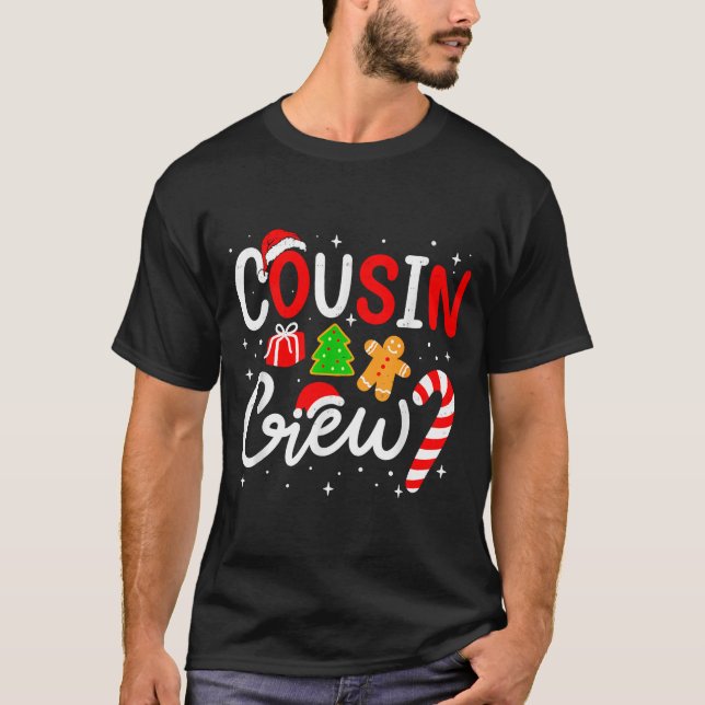 Camiseta Christmas Cousin Crew Candy Cane Family Matching H (Frente)
