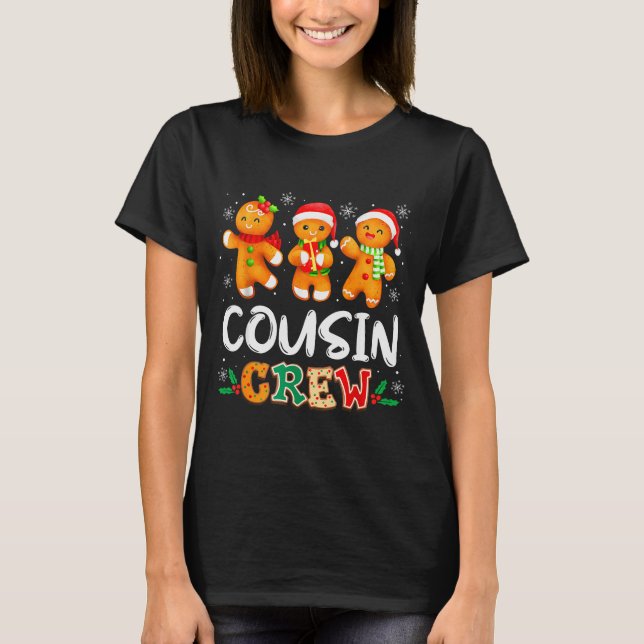 Camiseta Christmas Cousin Crew Santa Hat Family Matching Fu (Frente)