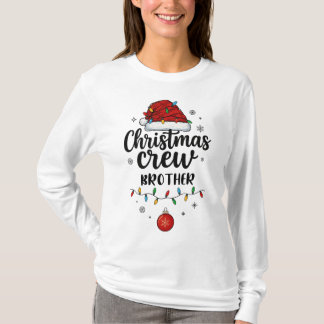 Camiseta Christmas Crew Brother Santa Hat Matching Christma