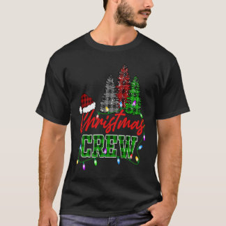 Camiseta Christmas Crew Three Tree Buffalo Plaid Matching F