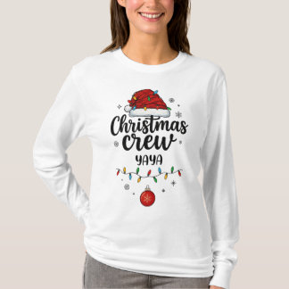 Camiseta Christmas Crew Yaya Santa Hat Matching Christmas