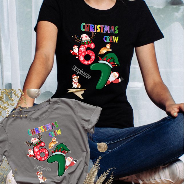 Camiseta Christmas Customizable Family Crew Fun Black (Criador carregado)