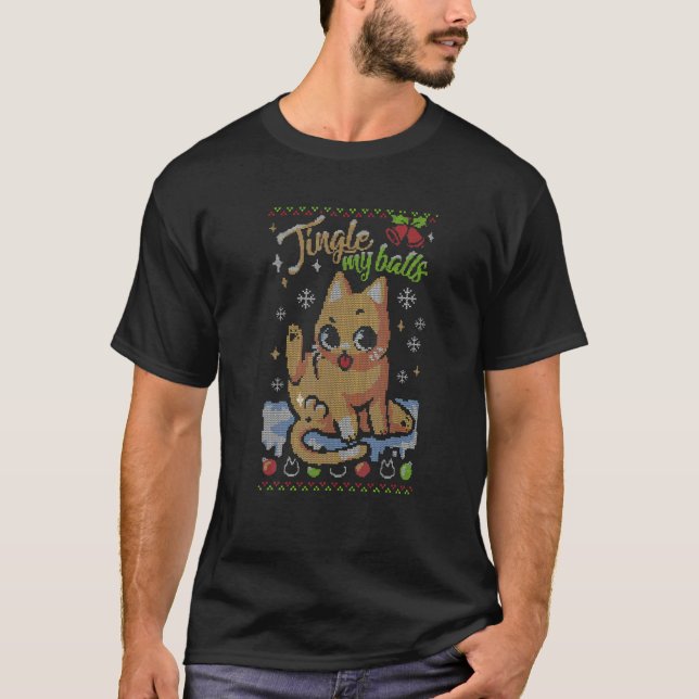 Camiseta Christmas Cute Cat Jingle Balls (Frente)