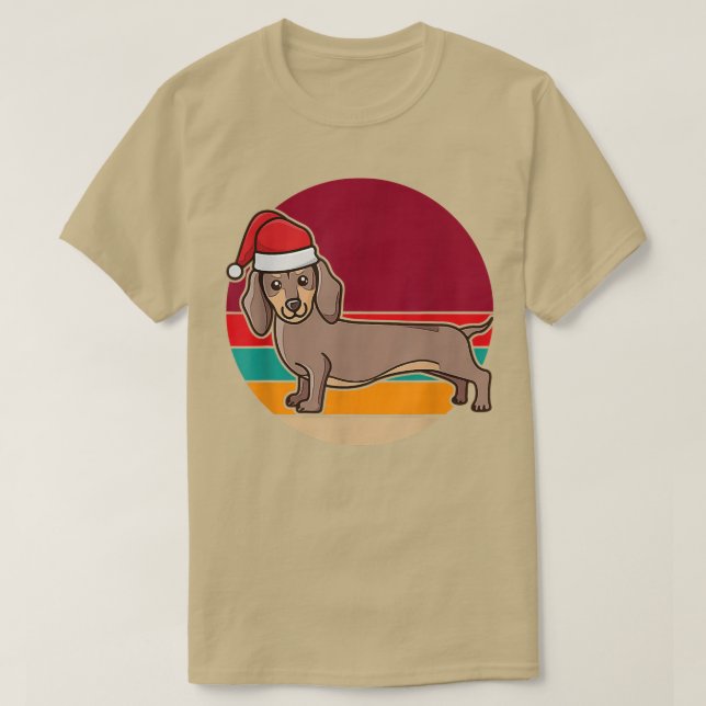 Camiseta Christmas Cute Dachshund Sausage Dog Puppy Wearing (Frente do Design)