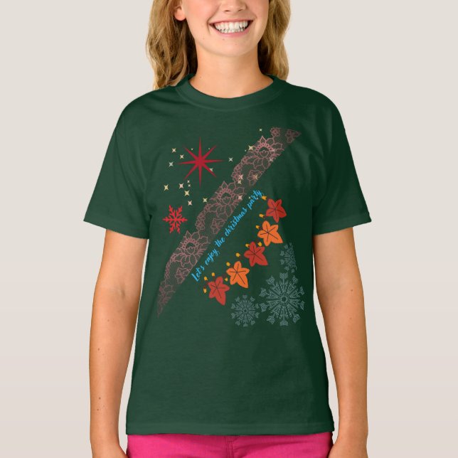 Camiseta Christmas Cute Girl T-Shirt-Festive Holiday Outfit (Frente)