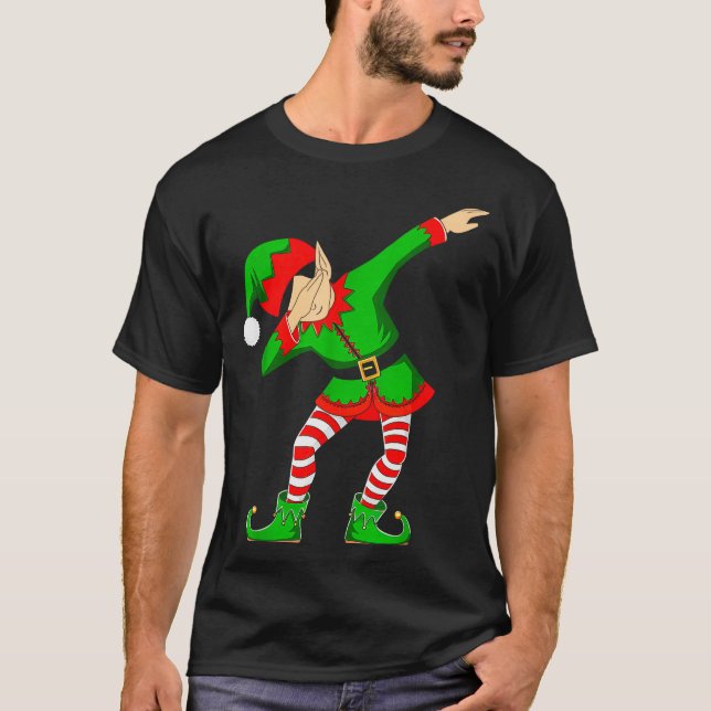 Camiseta Christmas Dabbing Elf Santa Hat Boys Girls Kids Xm (Frente)