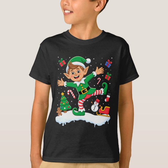 Camiseta Christmas Dabbing Elf Tree Lights Boys Kids Dab Xm (Frente)
