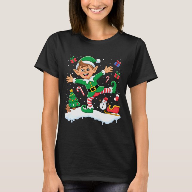 Camiseta Christmas Dabbing Elf Tree Lights Boys Kids Dab Xm (Frente)