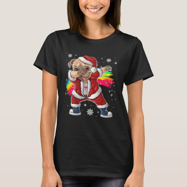 Camiseta Christmas Dabbing Pug  Christmas Pjs & Costume Ide (Frente)