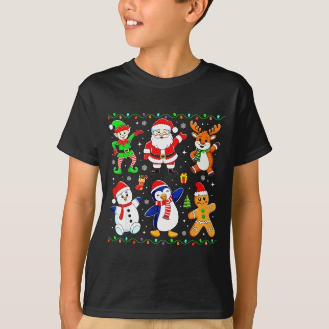 Camiseta Christmas Dabbing Santa Elf Friends Boys Girls Men (Frente)