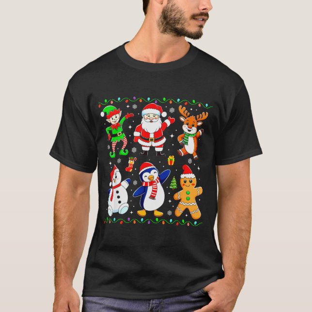 Camiseta Christmas Dabbing Santa Elf Friends Boys Girls Men (Frente)
