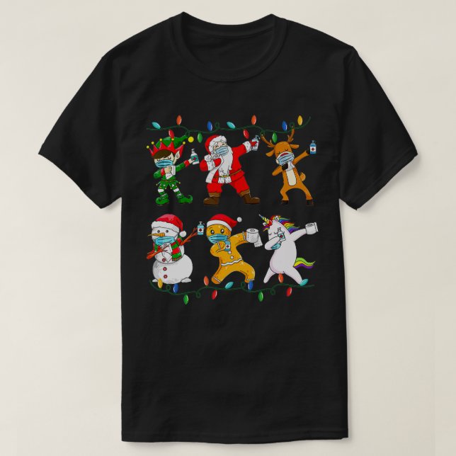 Camiseta Christmas Dabbing Santa Elf Friends Face Mask Boys (Frente do Design)