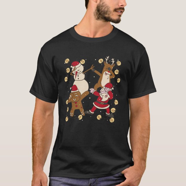 Camiseta Christmas Dabbing Santa Elf Friends  Xmas Dab Boys (Frente)